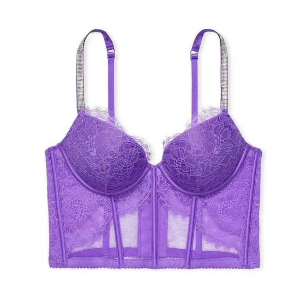 Victoria's Secret Purple Lace Longline Push-Up Bra